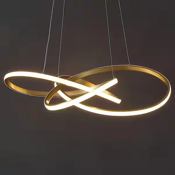 Jonathan Y Alexia 25" Abstract Integrated LED Metal Adjustable Pendant - Gold Painting