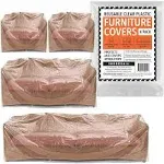  Variety 4 Pack Plastic Furniture Covers for Moving &amp; Storage -Couch Covers 