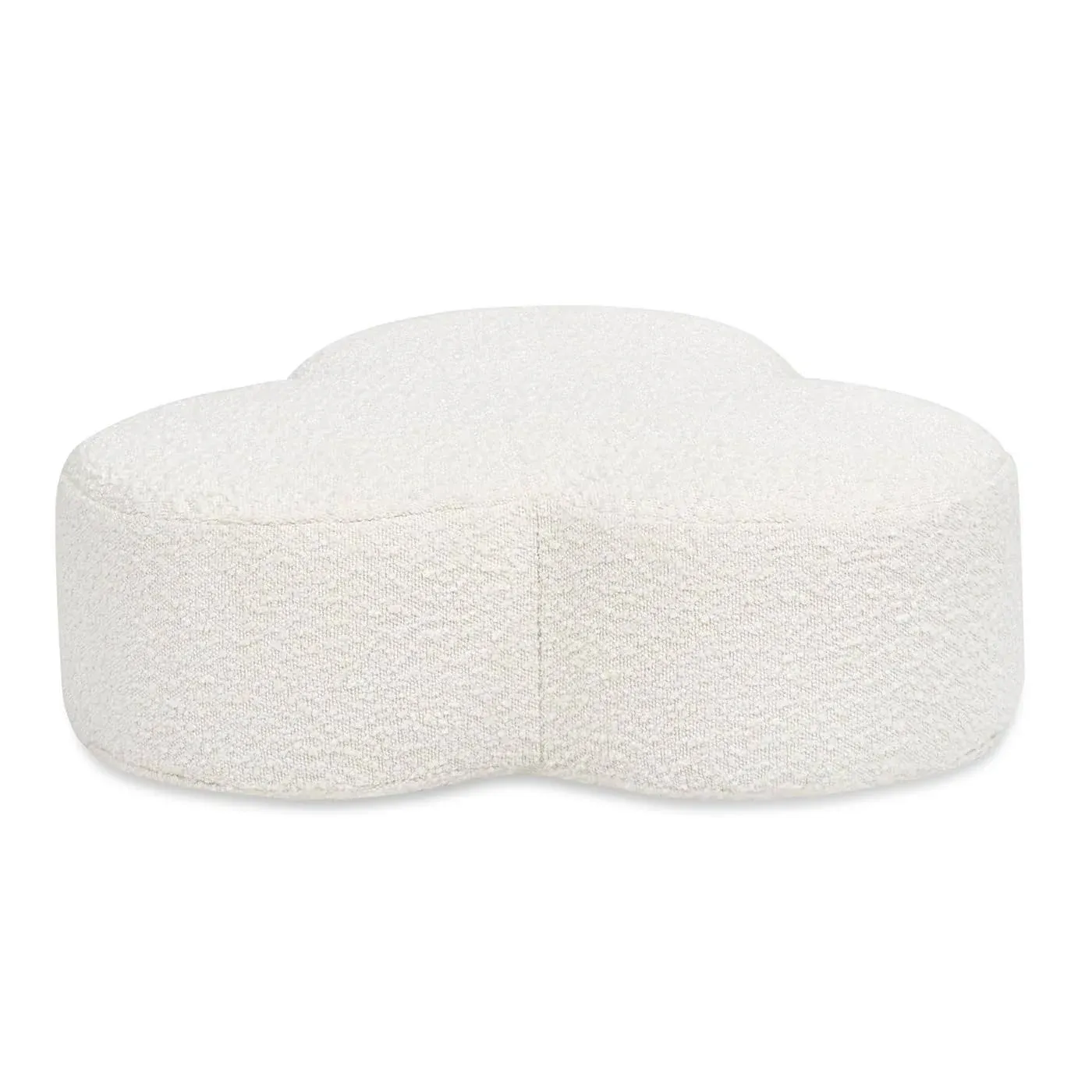 Clover 26.5" Floor Cushion Footrest Ottoman Ivory White Boucle