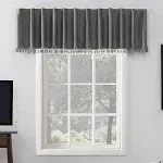 Sun Zero Evelina Faux Dupioni Silk Beaded Tassels Thermal Extreme 100% Blackout Back Tab Curtain Valance,50" x 17", Gray