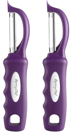 Spring Chef Premium Purple Swivel Vegetable Peeler Set of 2, Stainless Steel Potato Peeler for Kitchen with Soft Grip Handle, Apple Peeler With Sharp Blades - Perfect for Veggie, Fruit, Carrot, Mango