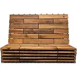 Interlocking Deck Tiles 24 x 12 Long Boards Snap Together Wood Flooring - Acacia Hardwood Outdoor Flooring for Patio - Floor Decking Tile, Waterproof Balcony Flooring 12 Sq Ft (1 Pack (6 Pieces))