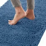 Gorilla Grip Bath Rug Mat 30x20, Thick Soft Absorbent Chenille, Rubber Backing Quick Dry Microfiber Mats, Machine Washable Rugs for Shower Floor, Bathroom Runner Bathmat Accessories Decor, Blue