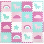 Tadpoles 16 Sq Ft Hearts and Stars Playmat Set, Pink/Purple/White