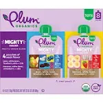 Plum Organics® Mighty Builder Fruit & Veggie Blend Pear-White Bean & Banana-White Bean 4oz Pouch-8-Pack