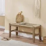 Alaterre Newport 40" Wood Bench with Rush Seat