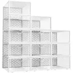 Pinkpum 12 Pack Shoe Storage Boxes, Shoe Organizer for Closet Clear, Shoe Boxes 