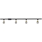 4.7 ft. 4-Light Matte Black Adjustable Linear Track Lighting Kit with Matte Brass Track Heads