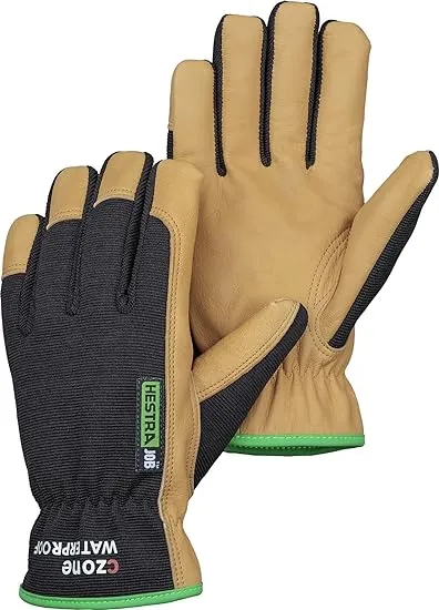 Hestra Kobolt CZone Breathable Waterproof Multi-Purpose Leather Glove | 5-Finger Weather-Resistant Work Glove for Wet Weather