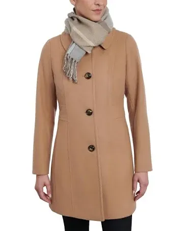 "Women's Single-Breasted Peacoat & Scarf"