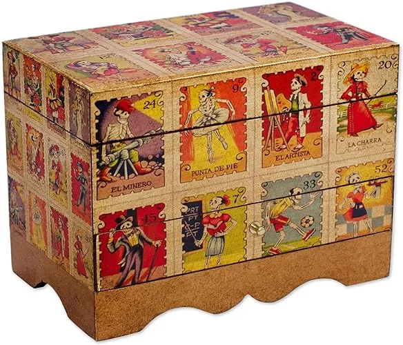 Novica Handmade Day Of The Dead Lottery Decoupage Jewelry Box