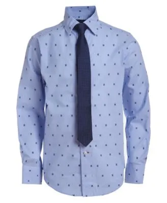 Tommy Hilfiger Blue Boy's 2-Piece Shirt & Tie Set, US 14H