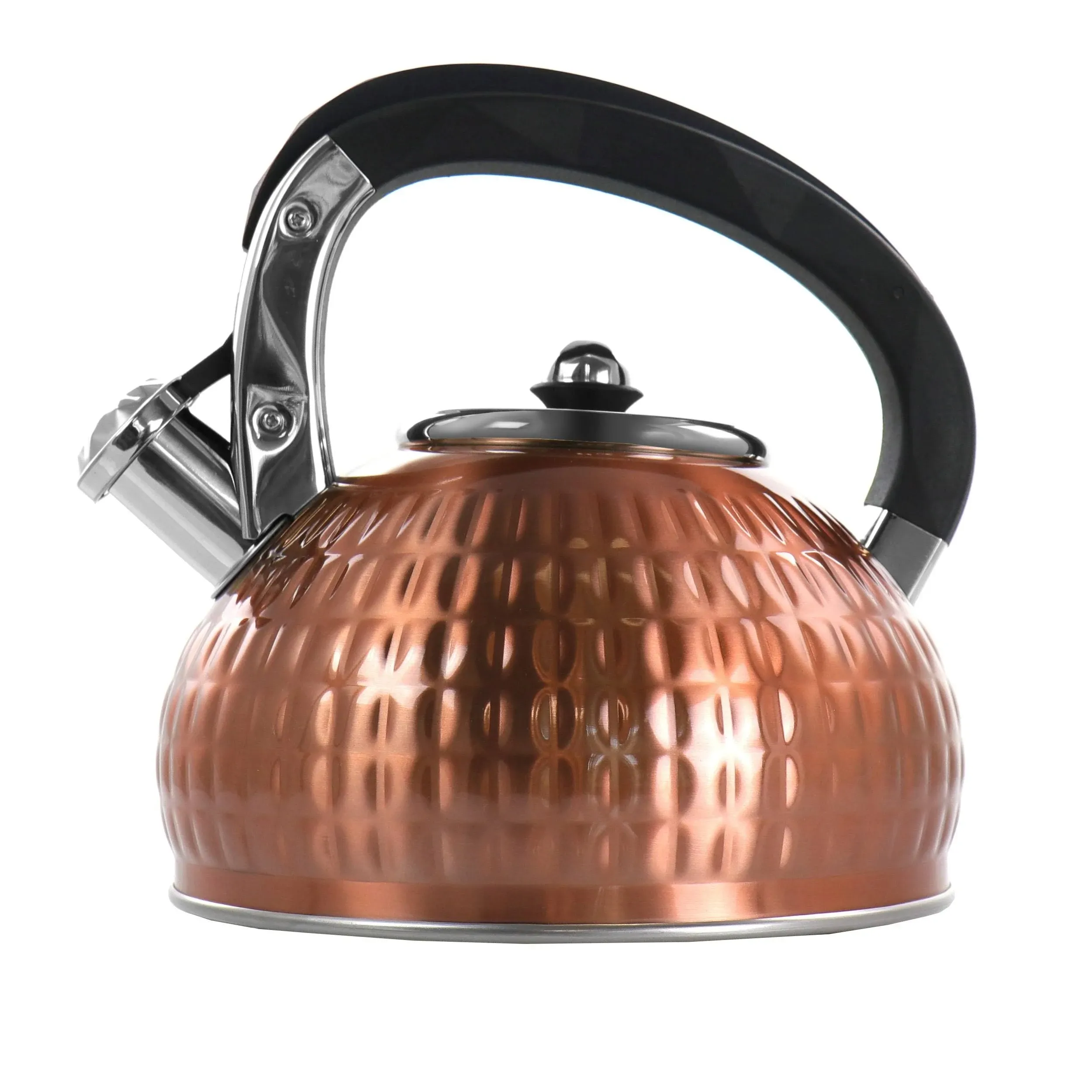 HRHongRui Copper Tea Kettle Stainless Steel Teapot Whistling Kettle Unique Button Control Kettle Outlet Loud Whistle Food Grade Teapot 3.2 Quart / 3 Liter Bronze