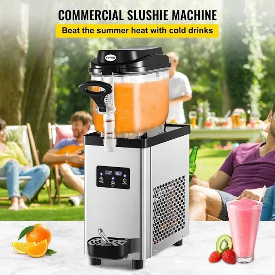 VEVOR Commercial Slushy Machine, 6L/1.6 Gallons 25 Cups Single-Bowl, 300W 110V, Stainless Steel Margarita Smoothie Frozen Drink Maker, Slushie Machine for Supermarkets Cafes Restaurants Bars Home Use  | VEVOR US