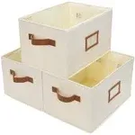 Decorative Storage Bins for Shelves, Closet Storage Baskets with PU Handles, Han