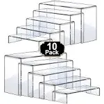 Aheroi Display Risers, 10 Pcs 2 Set Acrylic Riser Display Shelf, Clear Display Riser Display Stands, Acrylic Display Set, Acrylic Shelves for Decor Display, Showcase Stands for Cupcake(1-3-4-5-6IN)