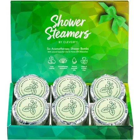 Cleverfy Shower Steamers Aromatherapy - Pack of 6 Menthol & Eucalyptus Shower Bombs with Essential Oils for Relaxation and Nasal Congestion. Mothers