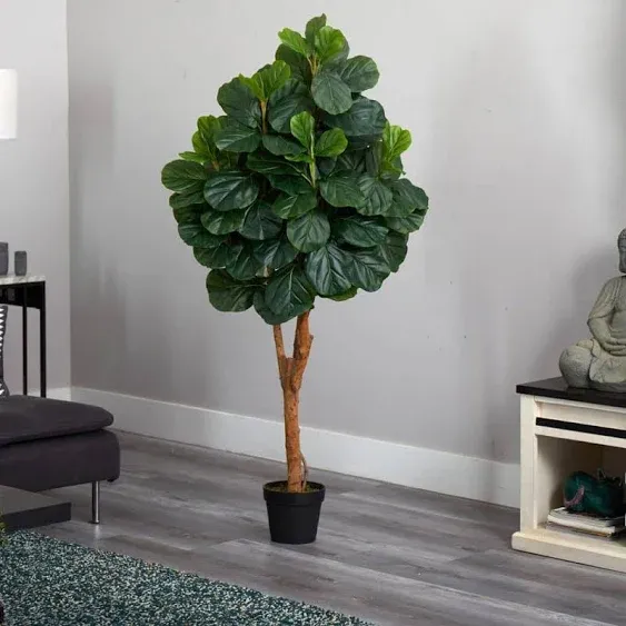 Nearly Natural 5 ft. Indoor Fiddle Leaf Fig Artificial Tree 9100