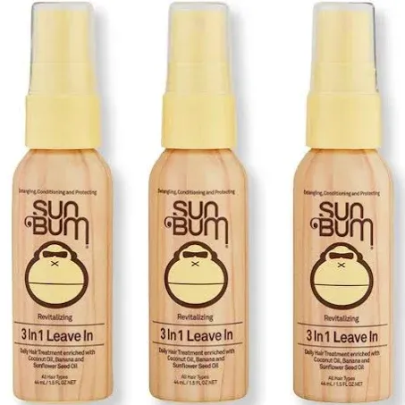 Sun Bum Revitalizing 3 in 1 Leave in Hair Conditioner, 1.5 oz, Pack Of