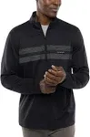 TravisMathew Upgraded Chest Stripe Quarter Zip Men's Golf Pullover - Black, Size: Medium