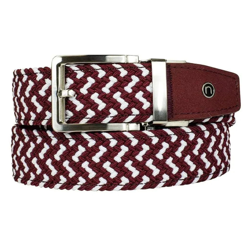 Braided Maroon Golf Ratchet Belt 1.38" [35mm]