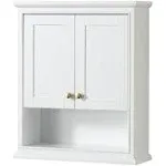 Wyndham Collection WCS2020WCWG Deborah Over-the-Toilet Bathroom Wall-Mounted Storage Cabinet in White with Brushed Gold Trim