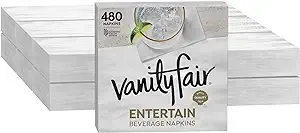 Vanity Fair 35134 Entertain Beverage Napkin, 2-Ply, White