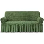 Olive Green Stretchable Sofa Cover Furniture Protector for 3 Cushion Couch