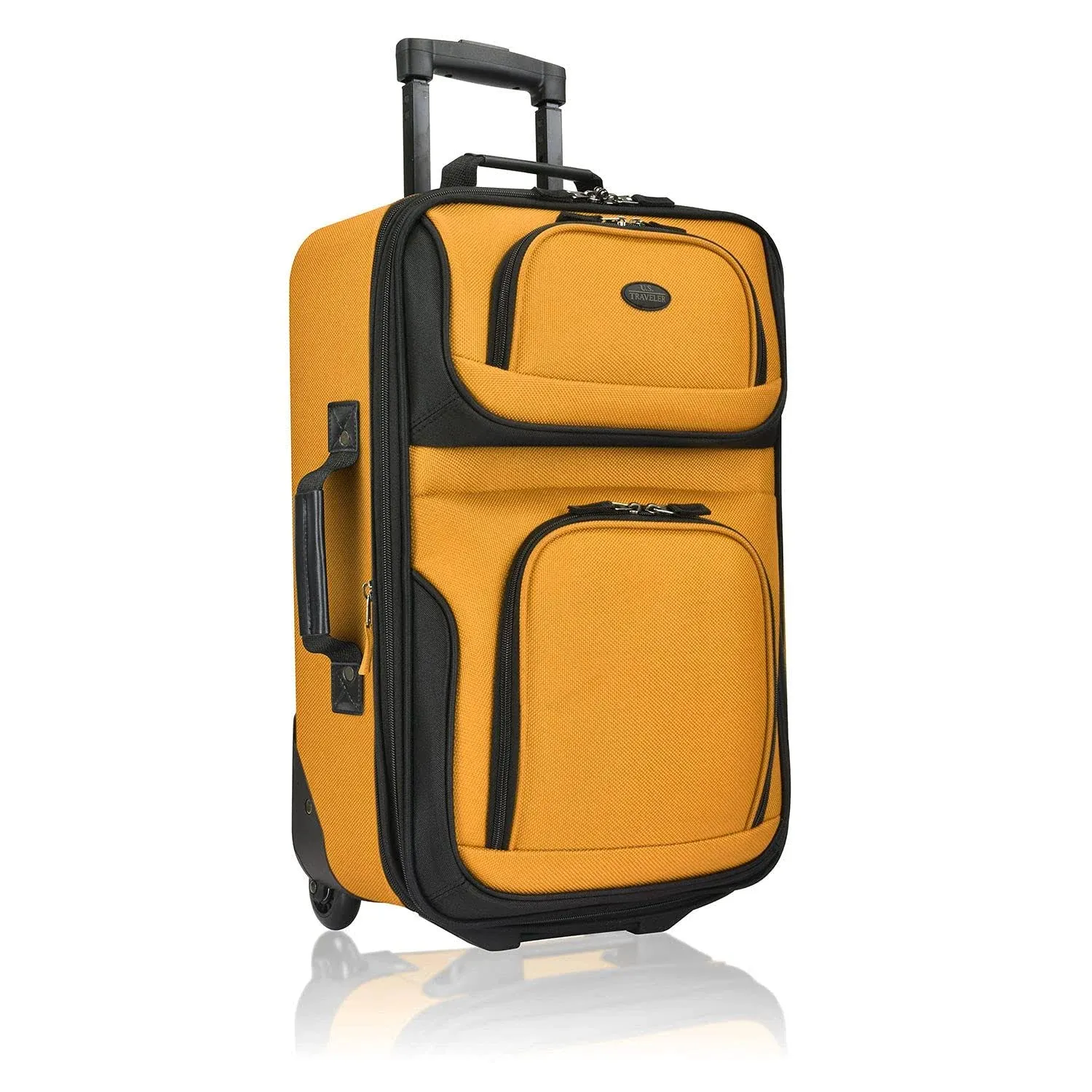 U.S. Traveler Lightweight Softside Suitcase, Rolling 20" Carry On Luggage, Orange, Single