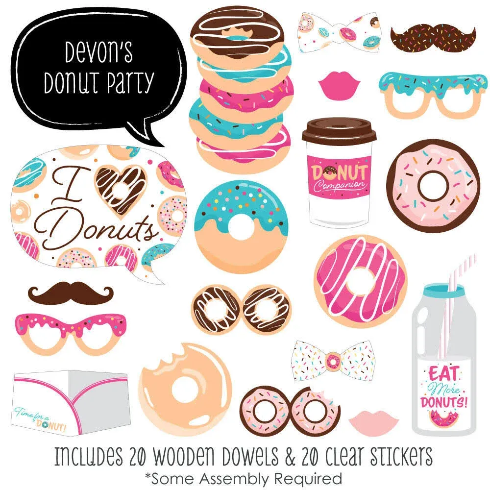 Big Dot of Happiness Donut Worry, Let's Party - Doughnut Party Photo Booth Props ...