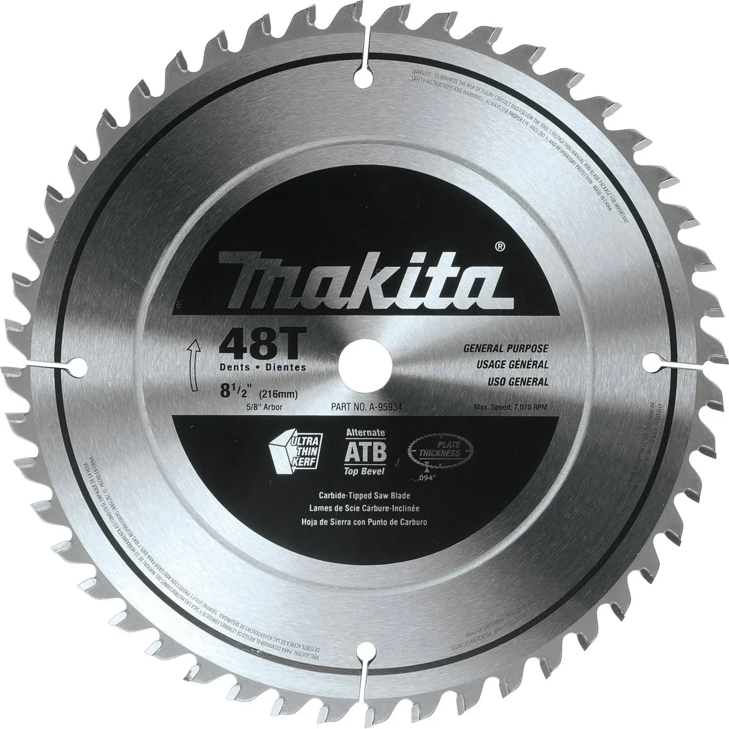 Makita A-95934 8-1/2" 48T Carbide Tipped Miter Saw Blade