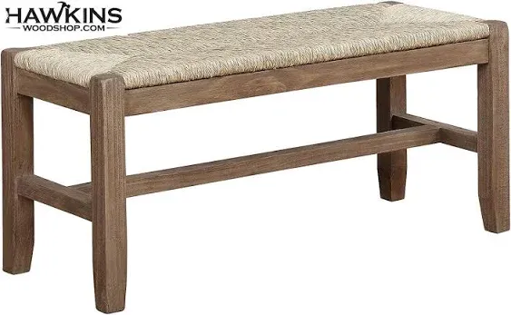 Alaterre Newport 40" Wood Bench with Rush Seat