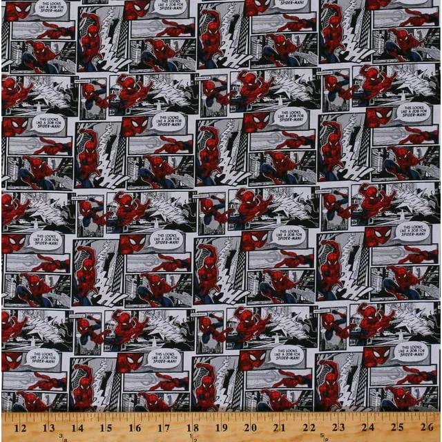 Springs Creative Spiderman Comic Swirl Flannel 100% Cotton Fabric sold by the yard