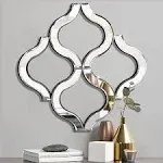 Arc-Shaped Decorative Lattice Arabesque Wall Mirror Silver Color 14.75”x14.75”