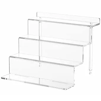 NIUBEE Acrylic Riser Display Shelf, Clear Display Stand for Amiibo Funko POP Figures,4 Tier Cupcakes Stand Perfume Organizer and Storage (12 Inch Large)