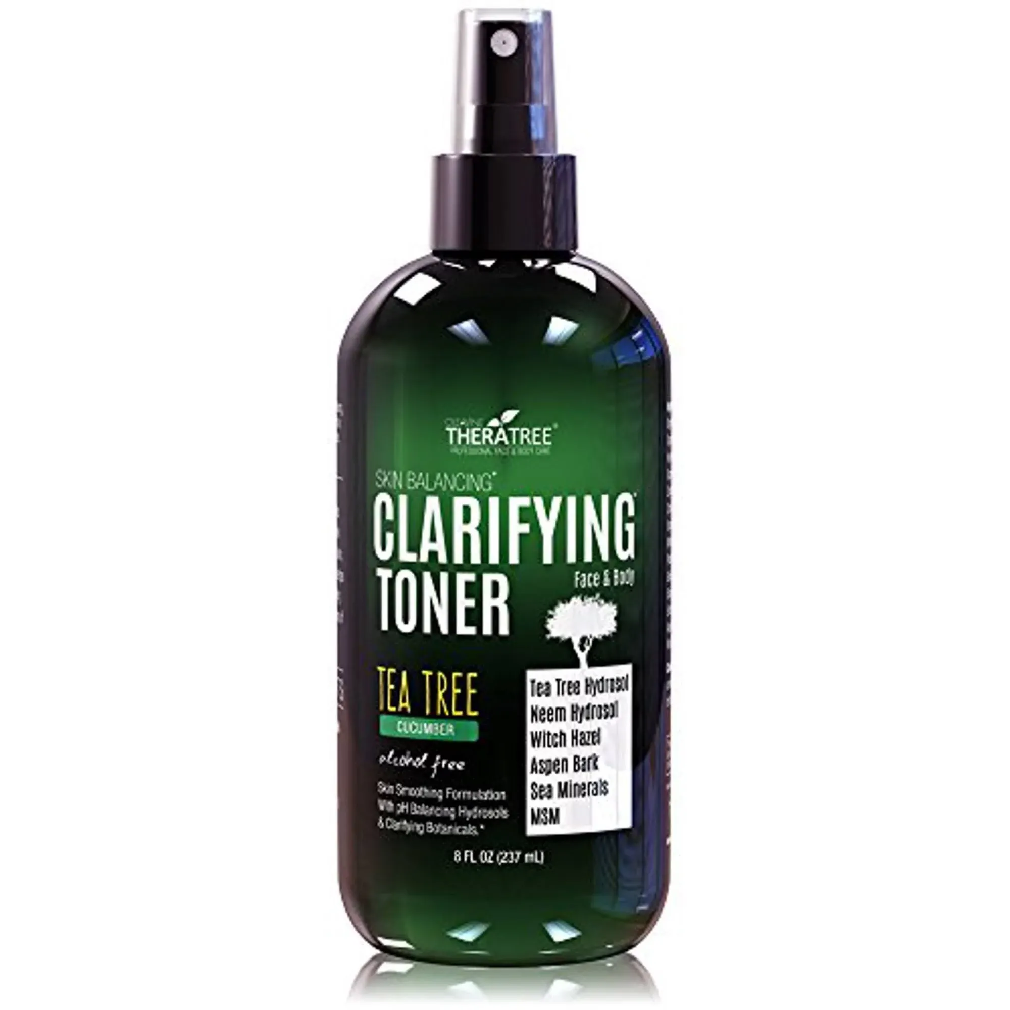 Clarifying Toner with MSM, Tea Tree & Neem Hydrosol, Complexion Control for Face & Body – Helps Reduce Appearance of Pore Size, Controls Oil to Tone, Balance & Hydrate Skin - 8 oz