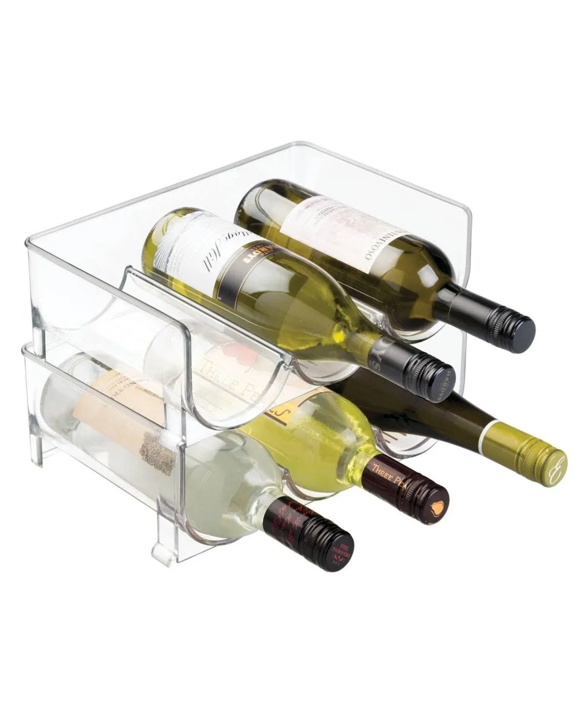 mDesign Plastic Stackable Wine Bottle Storage Organizer Rack