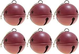 Haute Decor Jingle Bell Ornaments, 3.35-inch Diameter, 6-Pack (Red) - Classic Metal Christmas Tree Ornaments That Jingle