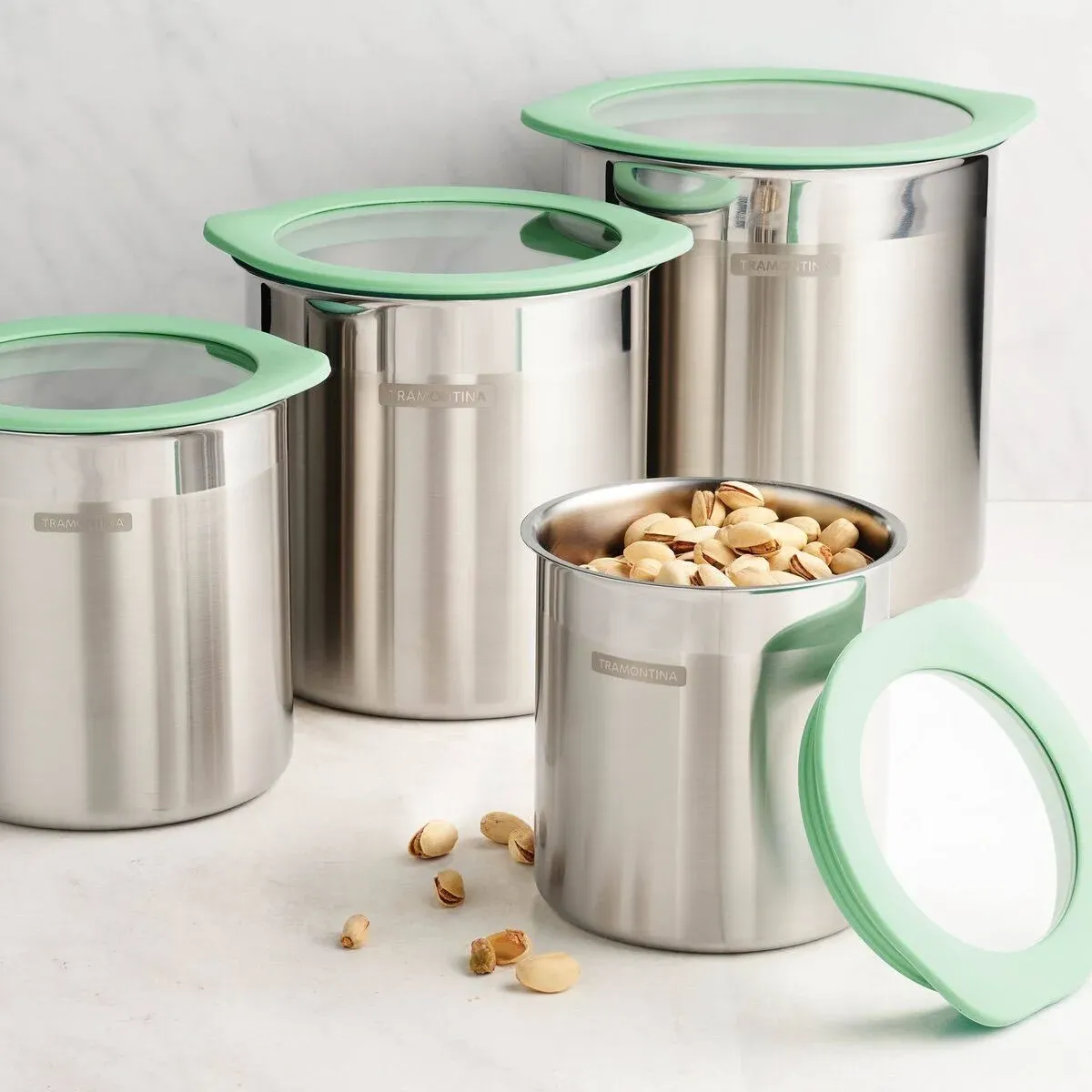 Tramontina 4 Pc Stainless Steel Canister Set