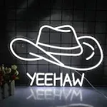 NXYX Cowboy Hat Neon Sign Cowboy LED Sign for Wall Decor USB Powered White Cowbo