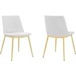 Messina Modern White Velvet and Gold Metal Leg Dining Room Chairs - Se