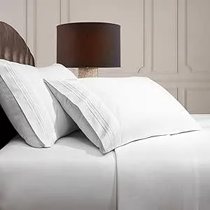 Mellanni Sheet Set Iconic Hotel Luxury Brushed Microfiber, Deep Pocket Sheet, 4 Piece Queen White