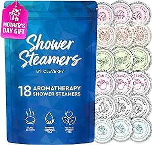 Cleverfy Shower Steamers Aromatherapy - 18 Pack of Shower Bombs with Essential Oils. Self Care Birthday Gifts for Women and Valentines Day Gifts for Her and Him. Blue Set