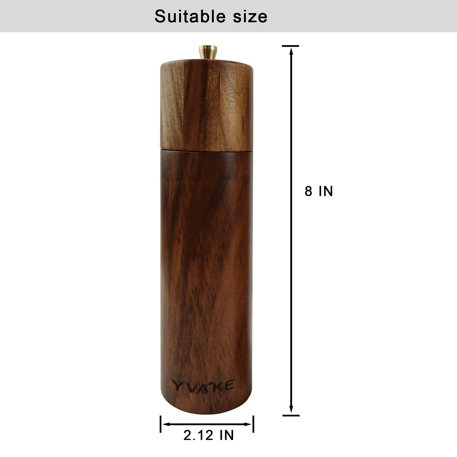 YVAKE Wooden Salt and Pepper Grinder Set of 2