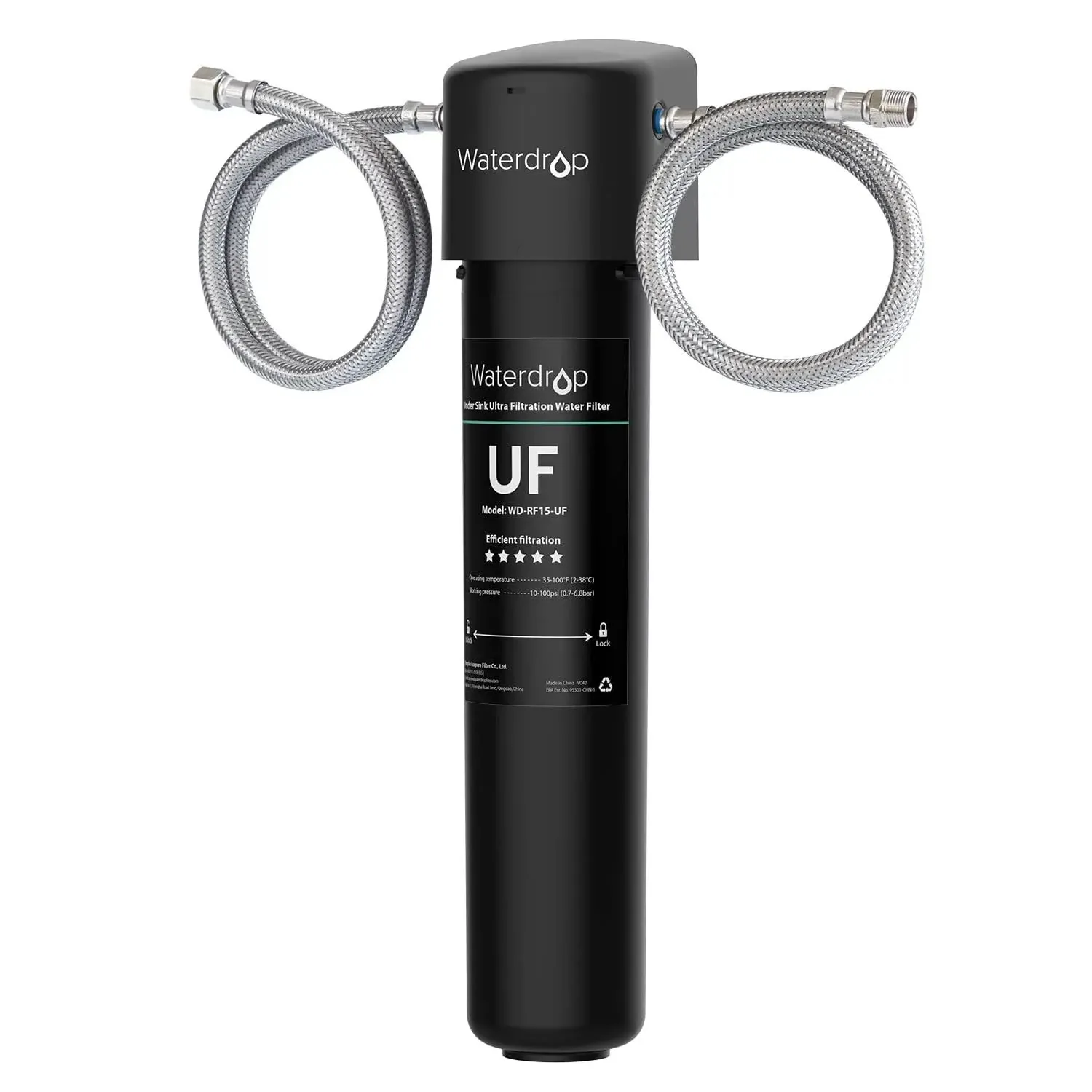 Waterdrop 15UA-UF 0.01 M Ultra Filtration Under Sink Water Filter System for Batria Reduction, NSF/ANSI 42 Certified, Direct Connect to Kitchen Faucet