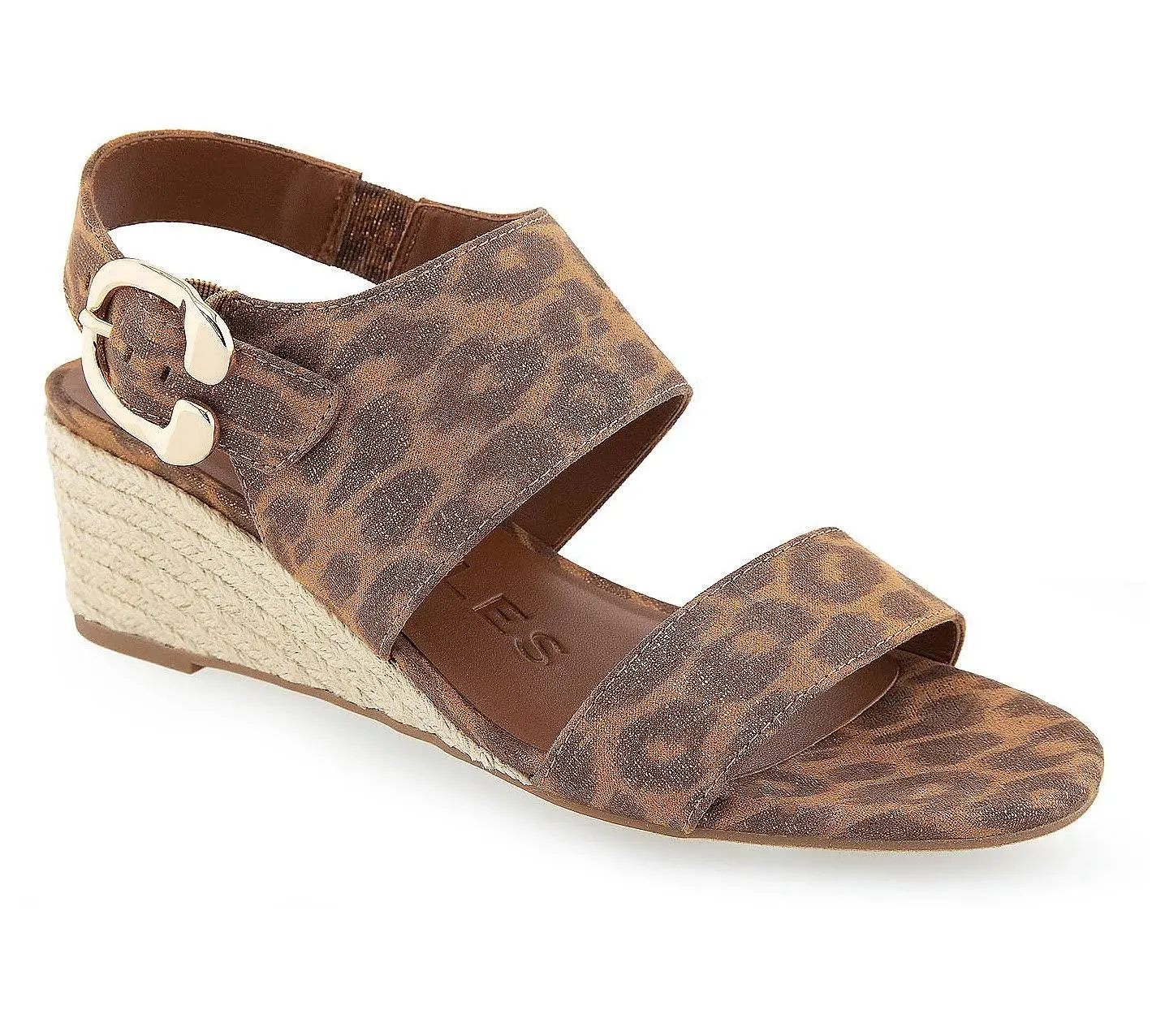 Aerosoles Women's Worth Espadrille Wedge Sandals | Leopard Metalli | Size 5 | Suede