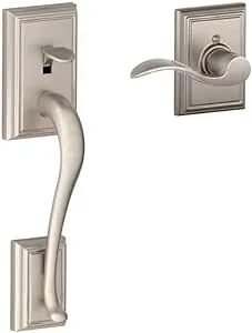 SCHLAGE FE285 Addison Satin Nickel Entry Door Handleset with Accent Lever, Silver