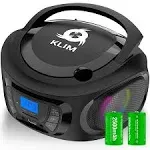 klim boombox portable audio system - new 2023 - fm radio cd player bluetooth mp3