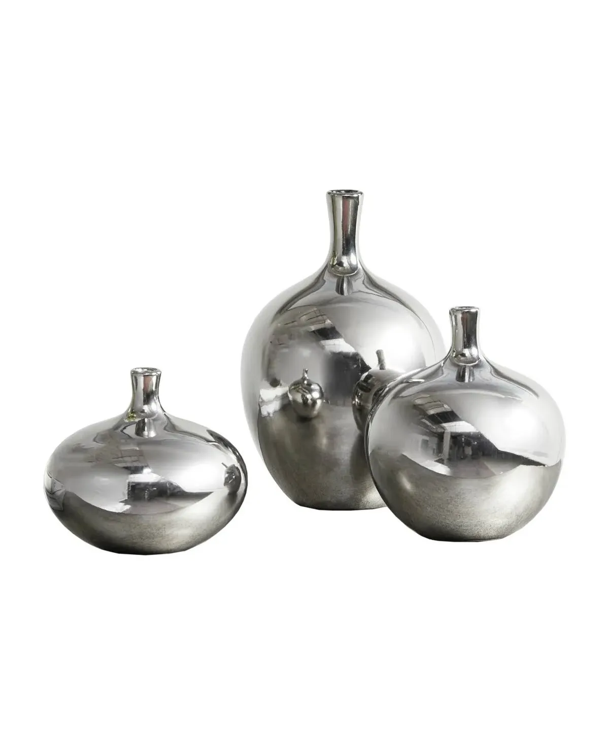 Madison Park Signature Ansen Metallic Vase 3 Piece Set, Silver