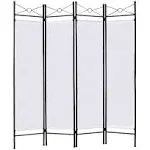 Costway 4 Panel Room Divider Privacy Screen Home Office Fabric Metal Frame White